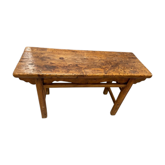 1664: Vintage Antique Chinese Wooden Console Rustic Narrow Altar Side Table
