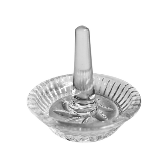 Vintage Yugoslavian Crystal Ring Holder with Petal-Form Base
