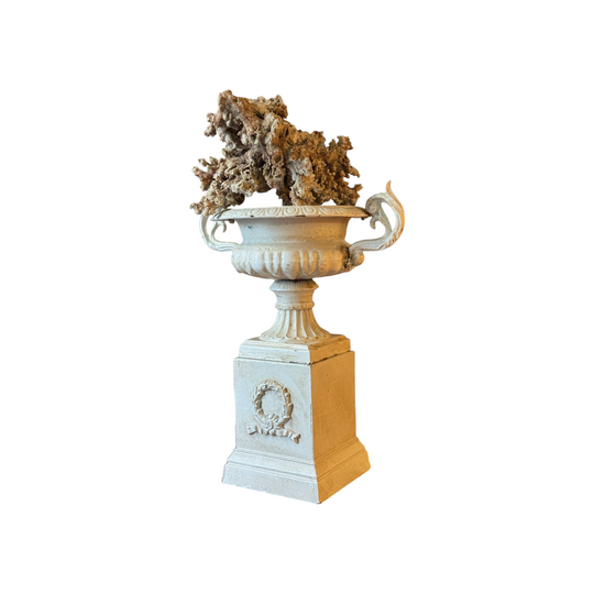 Cast Iron Neoclassical Urn on Pedestal Base