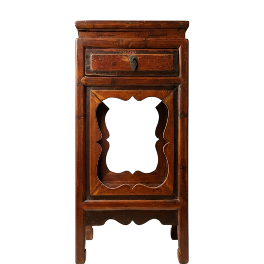 1674: Chinese Wooden Nightstand Antique Style Accent Table End Side Cabinet