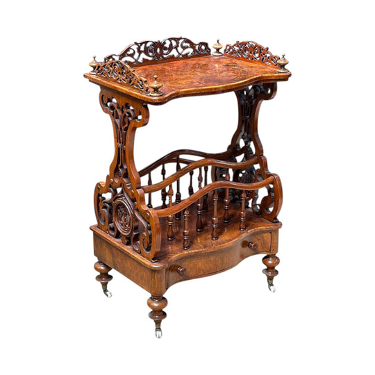 Fine quality Victorian burr walnut music canterbury c.1870