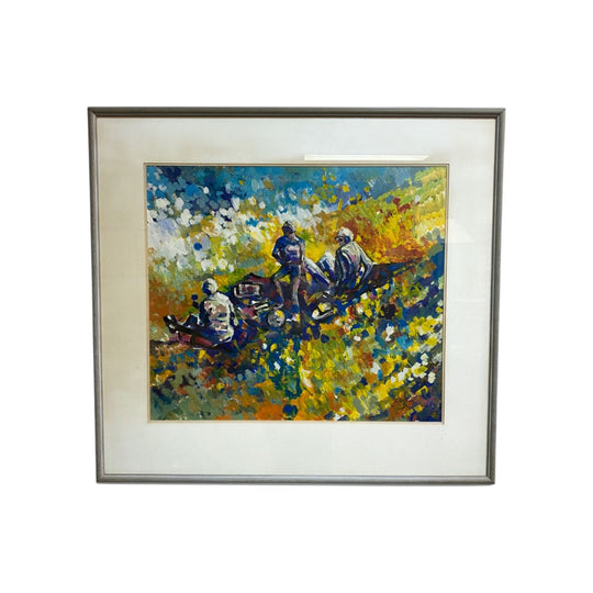 Framed Acrylic Painting 'Picnic At Hyde Park' By Sue Bellomo