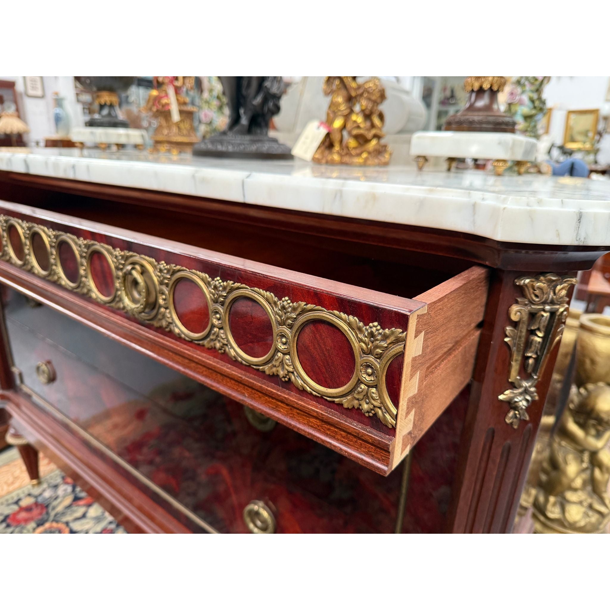 French Louis XVI Style Flame Mahogany Marble Top Commode | Antique & Vintage | Moonee Ponds Antiques | Australia Wide Delivery