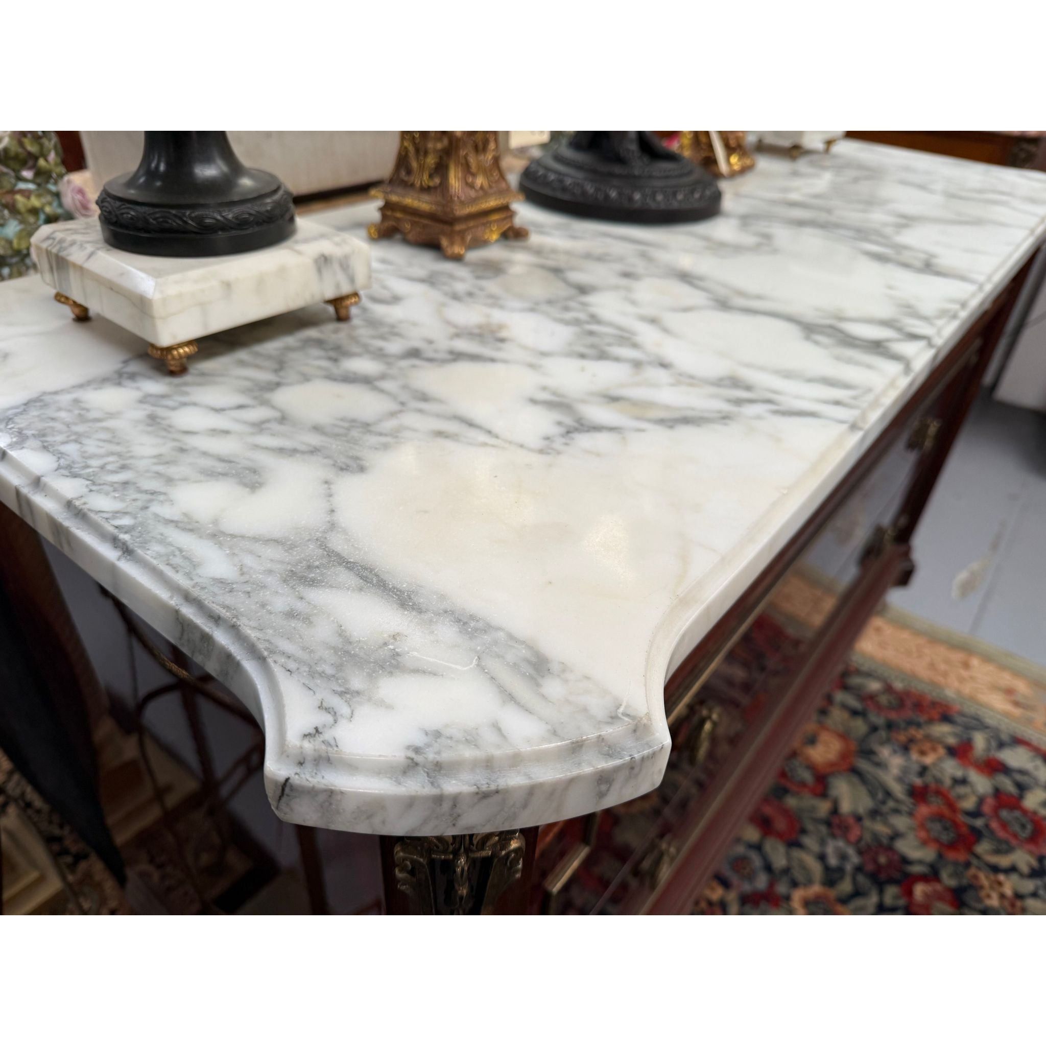 French Louis XVI Style Flame Mahogany Marble Top Commode | Antique & Vintage | Moonee Ponds Antiques | Australia Wide Delivery