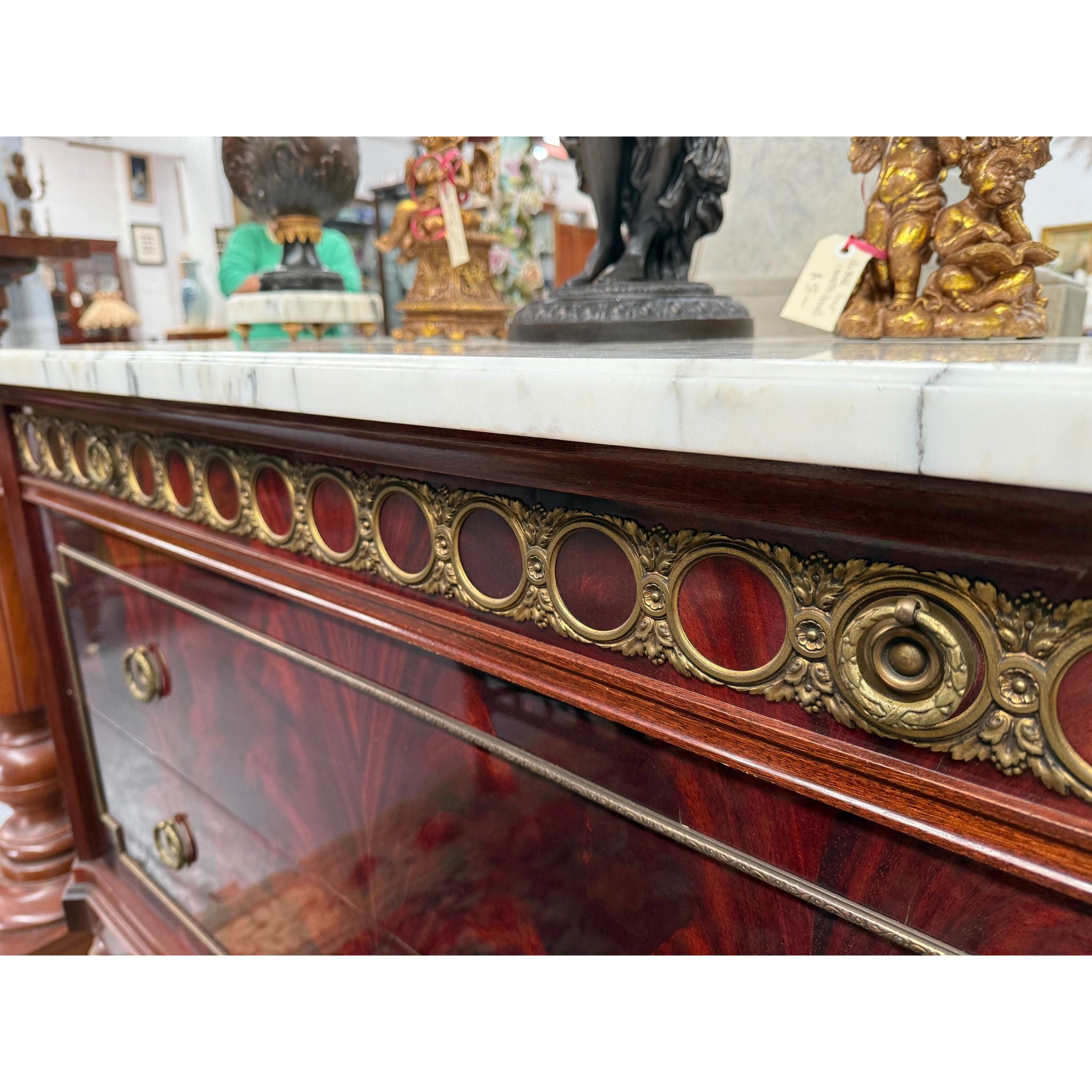 French Louis XVI Style Flame Mahogany Marble Top Commode | Antique & Vintage | Moonee Ponds Antiques | Australia Wide Delivery