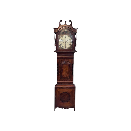 William IV mahogany long case clock with hand painted dial c.1830