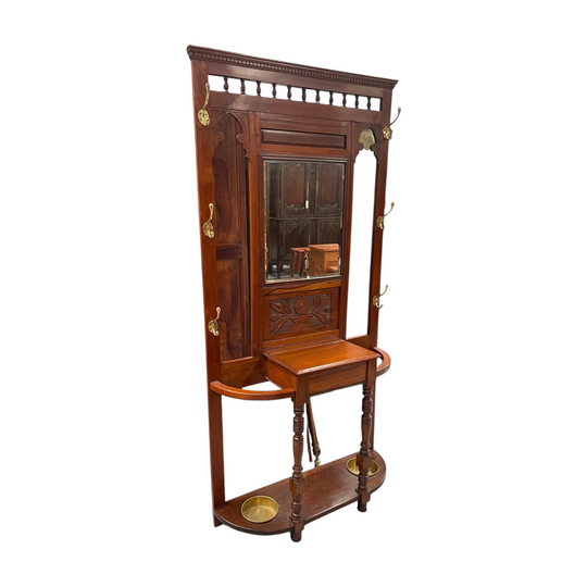 Carved Edwardian Walnut Hallstand