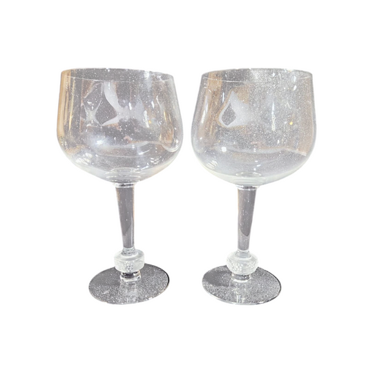 Pair of crystal goblets by Lalique France (H 16.5cm)