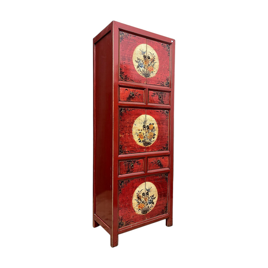 Chinese Red Lacquered Storage Cabinet.