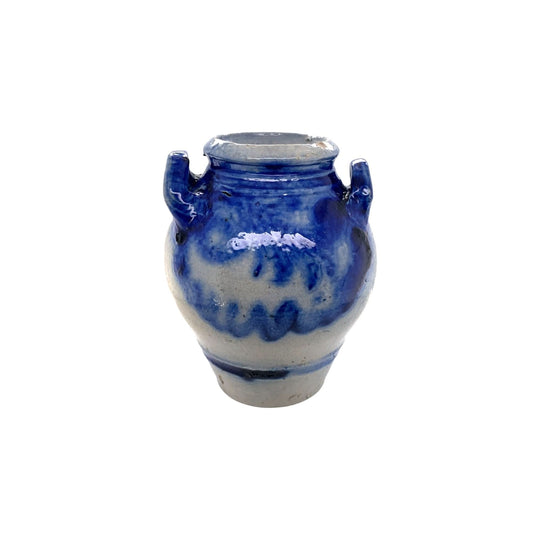 Small Antique German Westerwald Salt Glaze Cobalt Blue Stoneware Jar