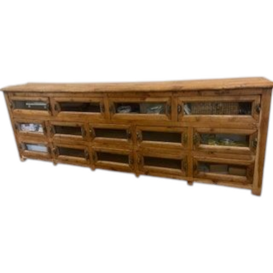Large Antique English Pine Sideboard — Early 20th Century (L 2865mm x W 470mm x H 970mm)