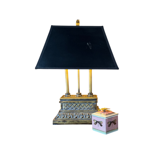 Vintage Style Table Lamp with Black Rectangle Shade