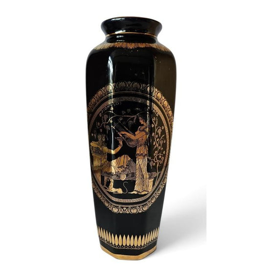Vintage Spyropoulos Greece 24K Gold Vase Greek Mythology designs