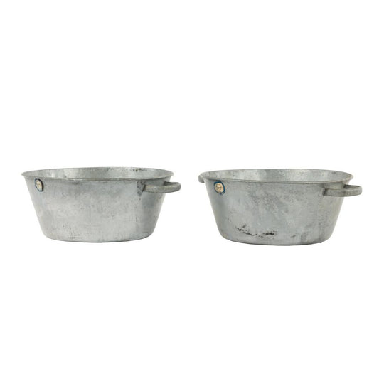 Pair of Antique French Zinc Buckets with solid thick handles