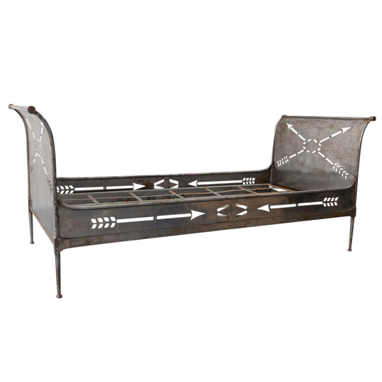 Matched Pair of French Iron Daybeds with Solid Ends