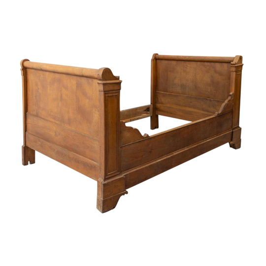 19th-Century Timber Sleigh Bed Frame