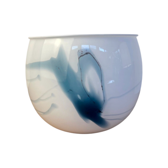 Holmegaard Atlantis Vase Michael Bang Danish Art Glass Blue White Studio (H 14 cm)