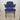 Front-facing view of Hans Olsen’s teak Model 107 armchair with original upholstery and curved backrest