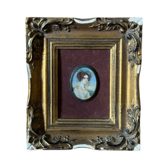 Antique 19th Century Miniature Portrait of a Young Lady