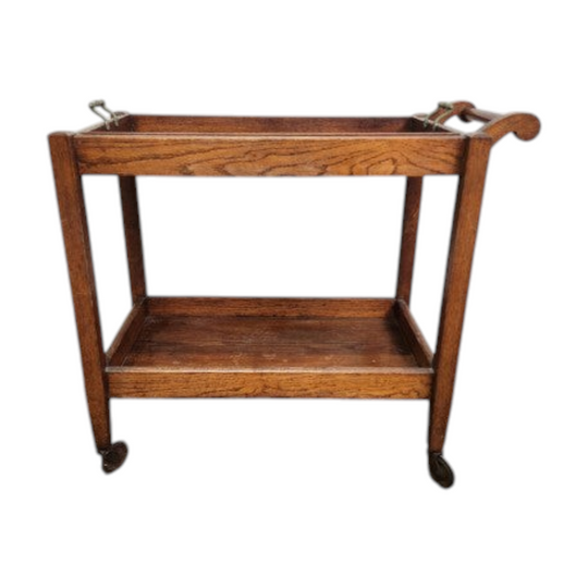 Antique Oak Tea Trolley with Removable Tray