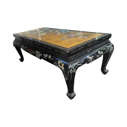 115x58x43h cm Red Lantern Oriental Wood Gold Leaf Coffee Table French Chinese