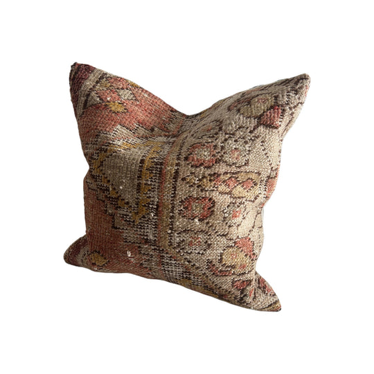 Vintage cushion - beige, watermelon and mustard 50 x 50cm