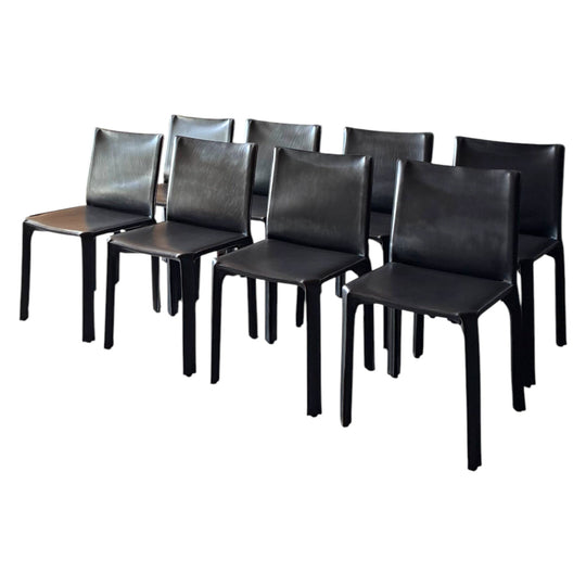SET OF 8 DINING CHAIRS ATTRIBUTED TO CAB 412 BY MARIO BELLINI