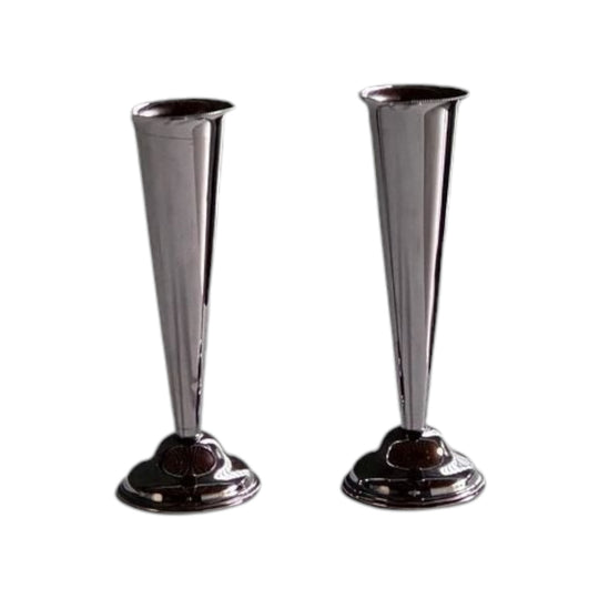 ART DECO STIRLING SILVER PLATED POSY VASES (PAIR)