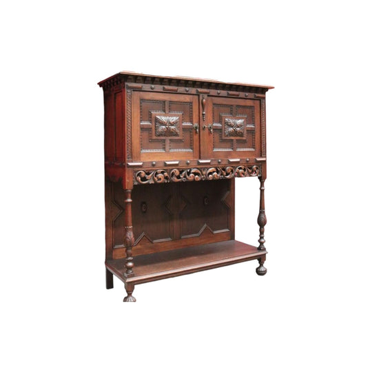 Antique French Church Sacrament Cabinet Converted Wine Cabinet with Key & Detail.