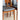 Close-up of a chair with wooden frame and black seat on a neutral background