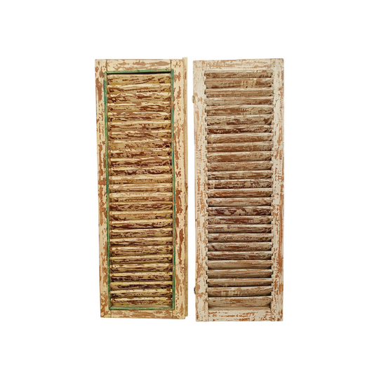 VINTAGE Balinese Natural Louvre Window Shutters