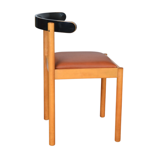 Danish dining chair - restored in tan leather by Hyllinger Mobler