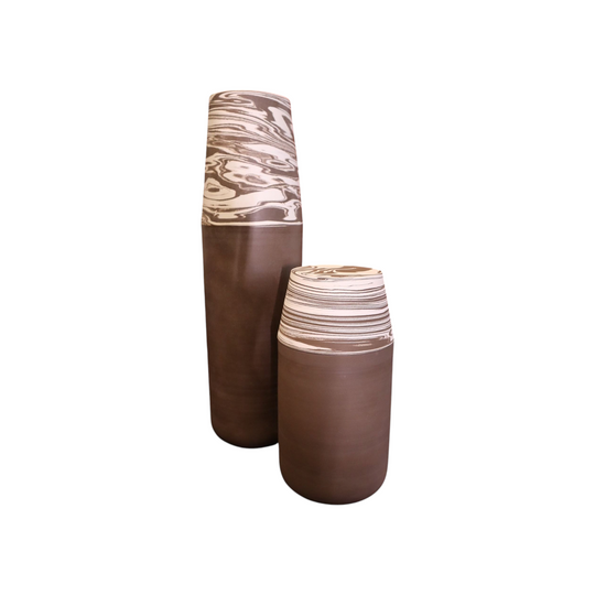 Deep Brown Remi Fontaine Box style Vase with neriage lid  (France) (Copy)