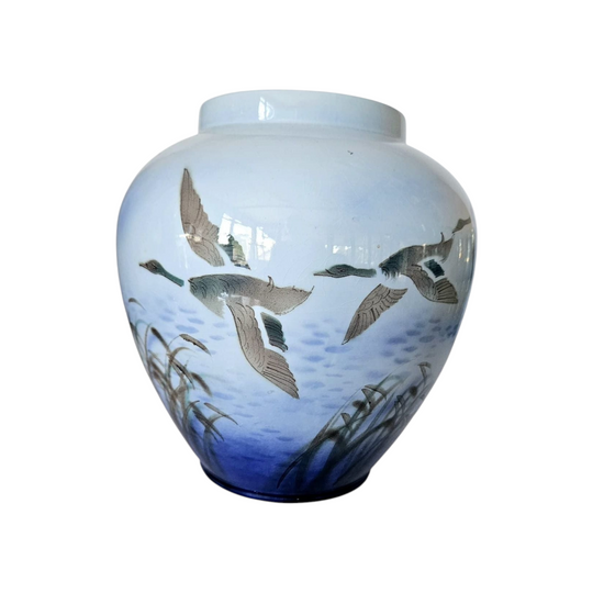 Falcon Ware Pottery Hand Painted Round Vase "Misty Morning" circa 1970s