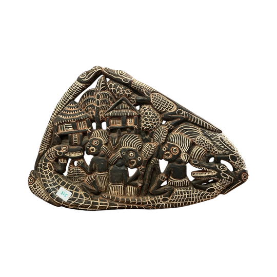 355: Papua New Guinea Wood Storyboard Wall Hanging Relief Carving