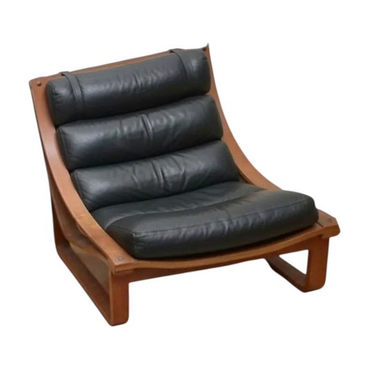 Vintage Tessa T4 Sling Chair - Black Leather Upholstery (Revive)