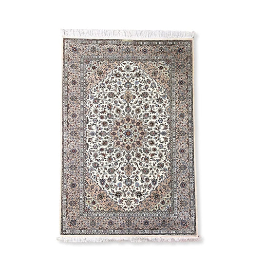 Superb finely knotted silk Persian Kashan carpet