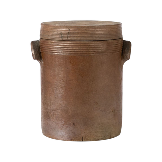 Vintage French glazed pot with lid from Provence