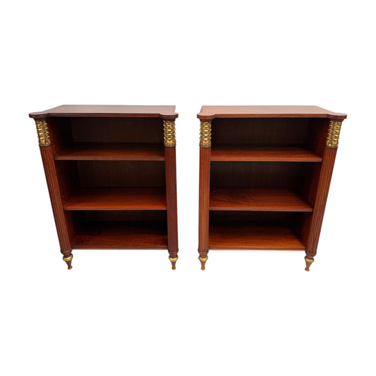 Very Attractive Pair Vintage Louis XVI Diminutive Mahogany Bookshelves