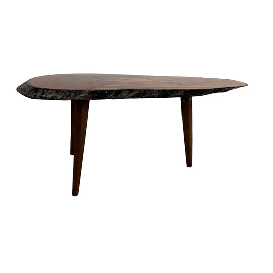 Live Edge Slab Side Table With Tapered Legs Mid Century*