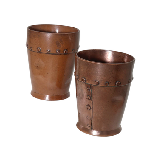 Pair of Doulton Lambeth Copper Ware beakers
