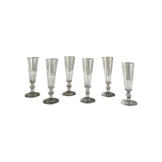 FRENCH HAND -CUT CHAMPAGNE FLUTES 1980 (SET OF 6)