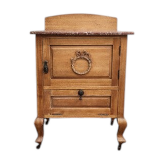 Small Antique Pot Cabinet with Marble Top