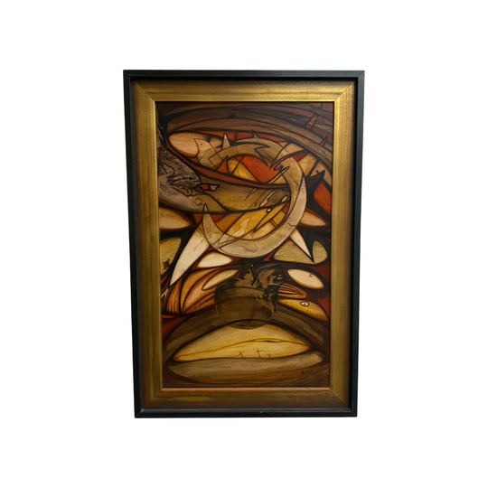 Mid Century Abstract Painting 'Golgotha' By Australian Artist Joan Beck