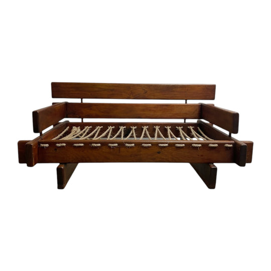 Mid Century Brutalist Rope And Plank Lounge Circa 1970s