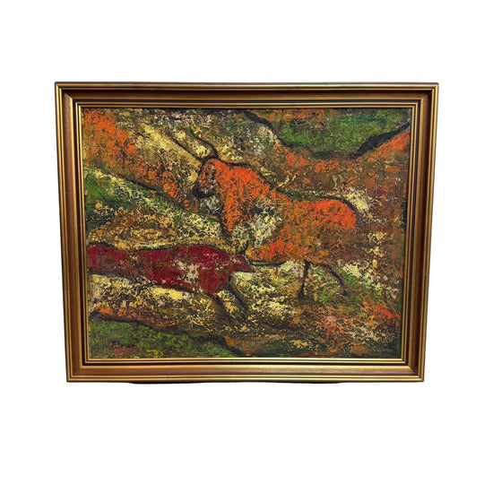 Mid Century Expressive Landscape Oil Painting By Elmer Needham Framed*