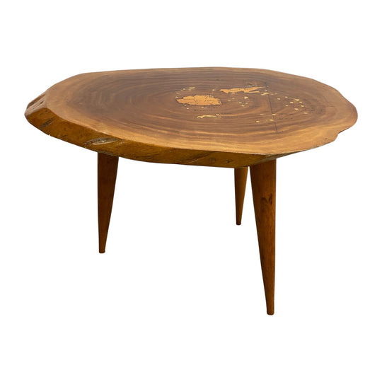 Mid Century Live Edge Slab Side Table With Tapered Legs - Fiji Islands