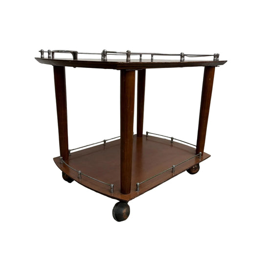Mid Century Modern 1960's Compact Gallery Top Side Table Trolley*