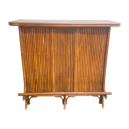 Mid Century Rattan Cane Tiki Bar Cocktail Cabinet*