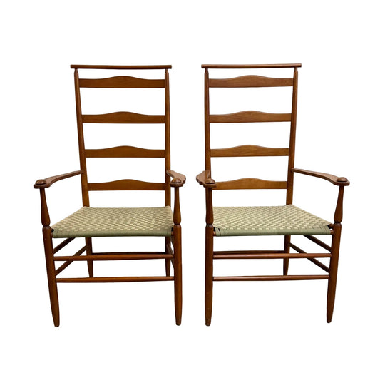 Mid Century Shaker Style Carvers With Woven Seat*